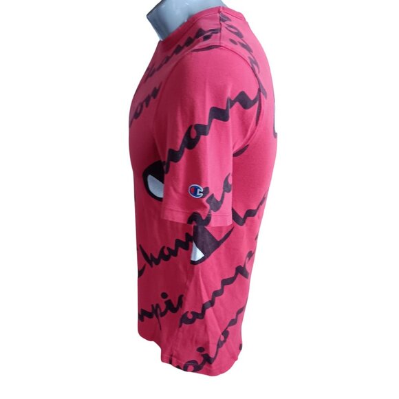 Small T-Shirt Champion Heritage Athletic Apparel AOP Red Logo T-Shirt S - Picture 3 of 5